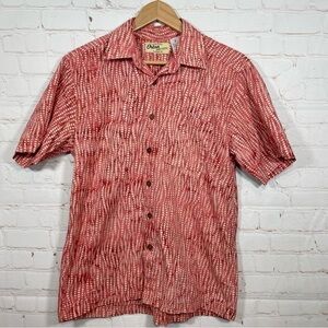 Orton Brothers Shirt Men Small Orange Hawaiian Casual Short Sleeve Button Up